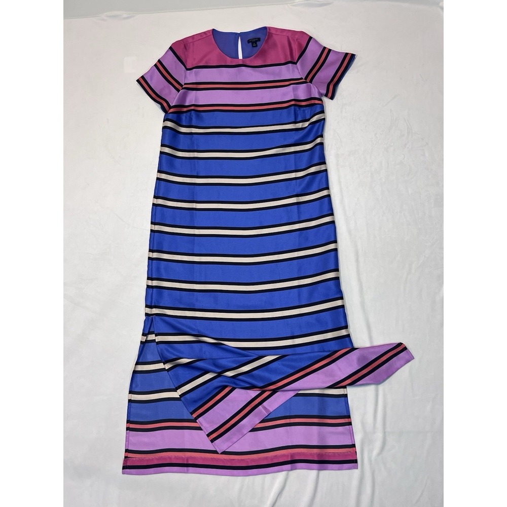 AnnTaylorโ Multicolr Stripe Satin Maxi Dress Womens S Lined Summer Spring flowey